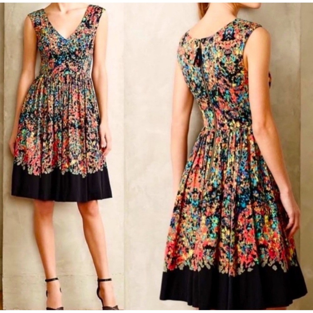 Tracy Reese Colorful Floral‎ Print Fit and Flare Dress Party Cocktail